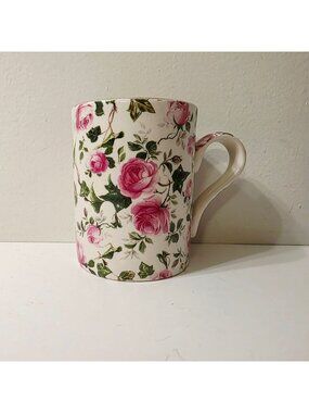 Vtg Arthur Wood England Rose Ivy Pink Floral Gold Rim Coffee Cup Mug READ